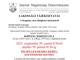 Lezárják a Koppány Márton utcát szeptember-októberben